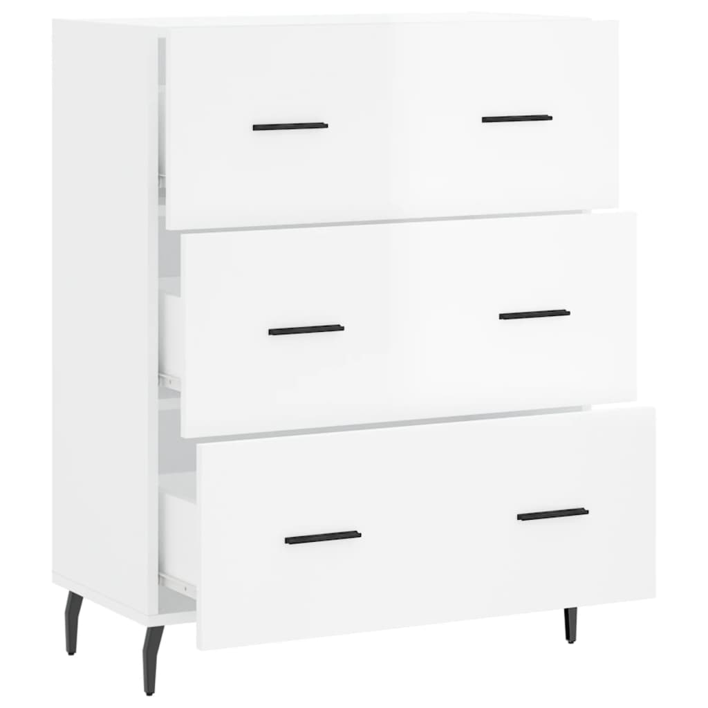 vidaXL Szafka, biała, połysk, 69,5x34x90 cm, materiał drewnopochodny
