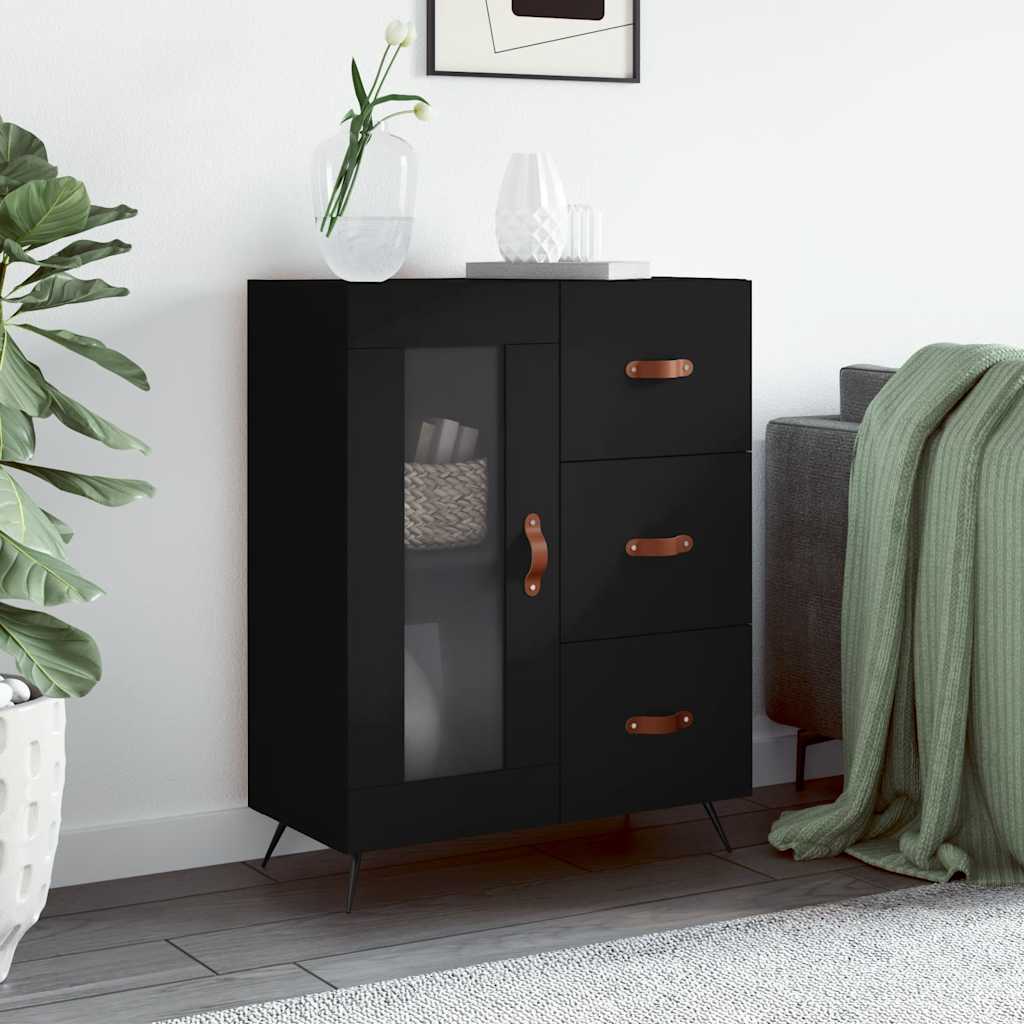 vidaXL Szafka, czarna, 69,5x34x90 cm, materiał drewnopochodny
