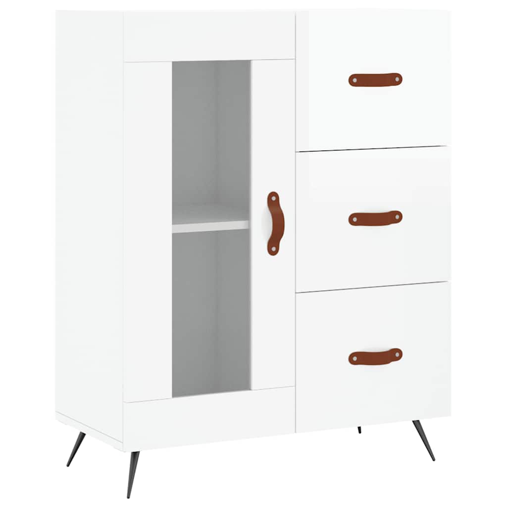 vidaXL Szafka, biała, połysk, 69,5x34x90 cm, materiał drewnopochodny
