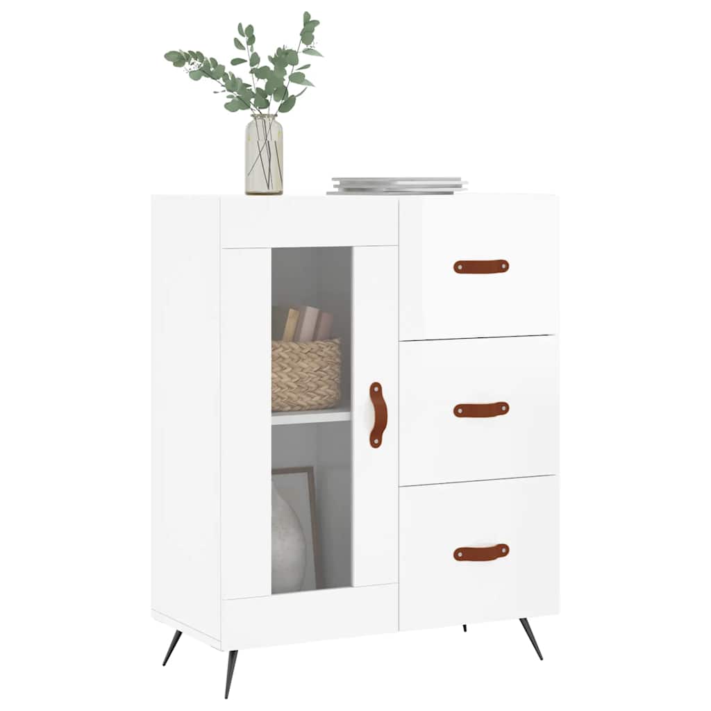 vidaXL Szafka, biała, połysk, 69,5x34x90 cm, materiał drewnopochodny