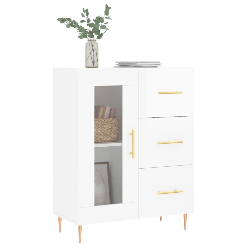 vidaXL Szafka, biała, połysk, 69,5x34x90 cm, materiał drewnopochodny