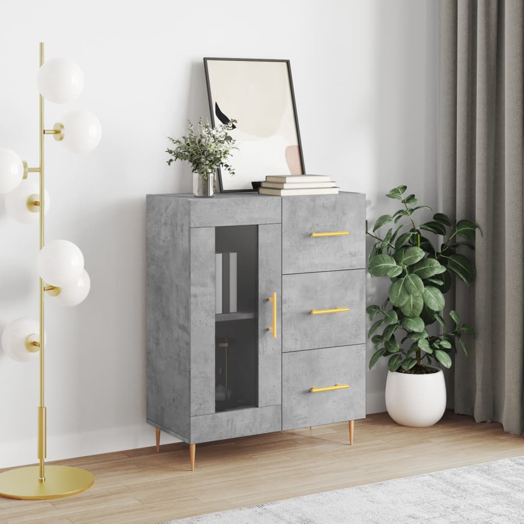 vidaXL Szafka, szarość betonu, 69,5x34x90 cm, materiał drewnopochodny