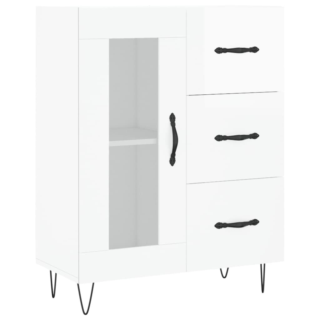 vidaXL Szafka, biała, połysk, 69,5x34x90 cm, materiał drewnopochodny