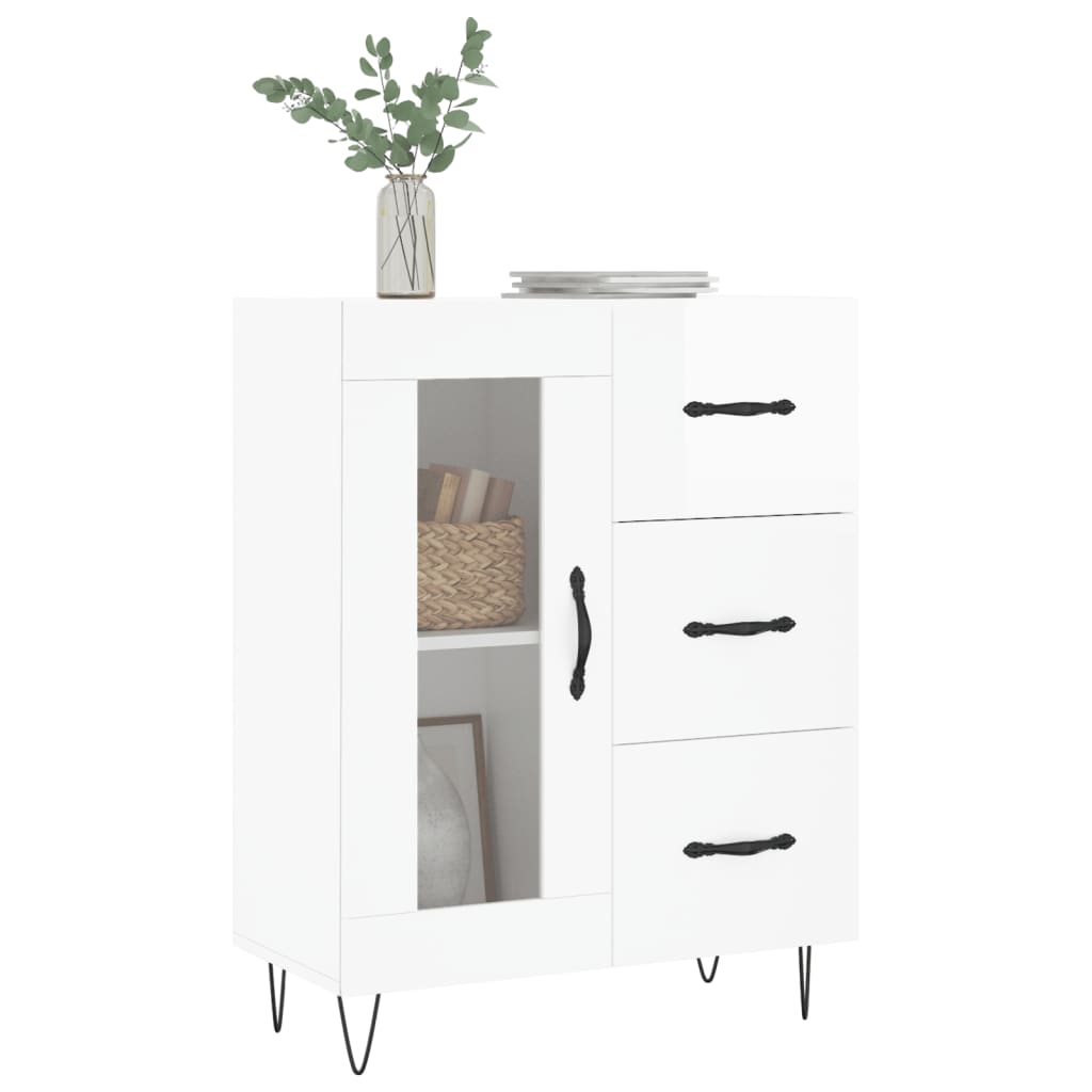 vidaXL Szafka, biała, połysk, 69,5x34x90 cm, materiał drewnopochodny