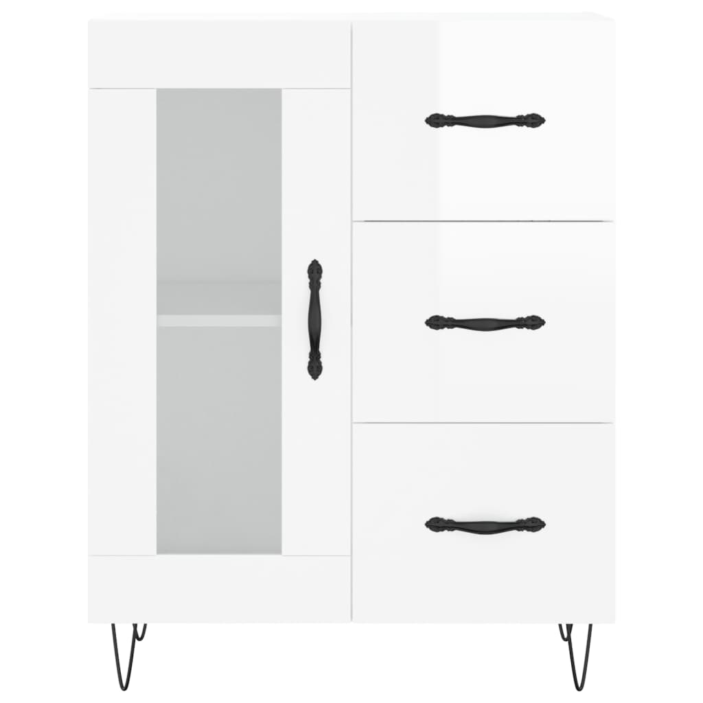 vidaXL Szafka, biała, połysk, 69,5x34x90 cm, materiał drewnopochodny