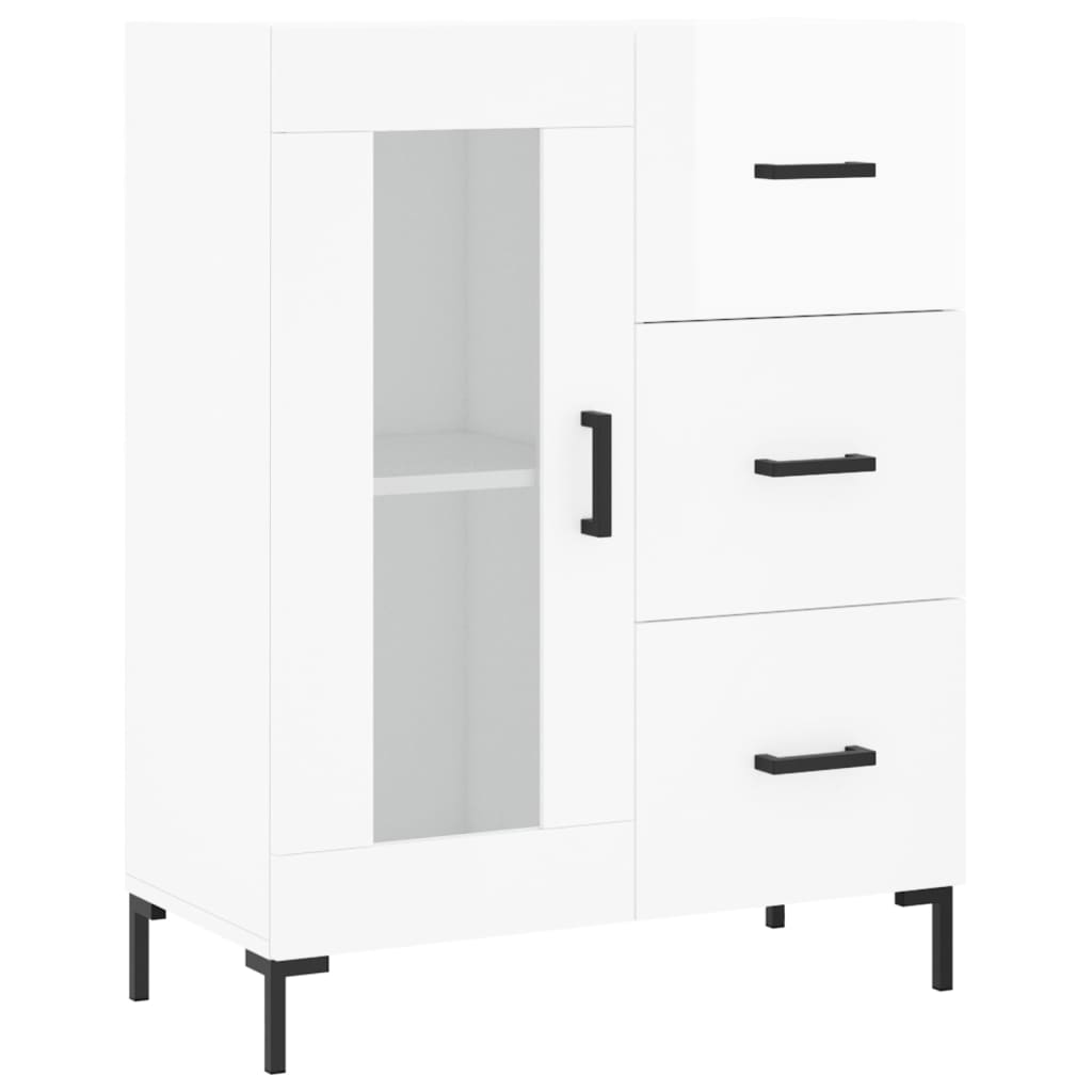 vidaXL Szafka, biała, połysk, 69,5x34x90 cm, materiał drewnopochodny