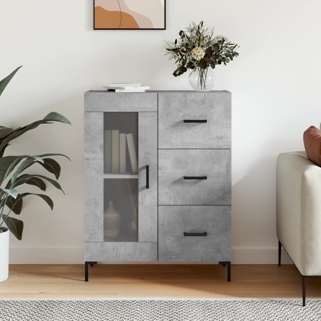 vidaXL Szafka, szarość betonu, 69,5x34x90 cm, materiał drewnopochodny