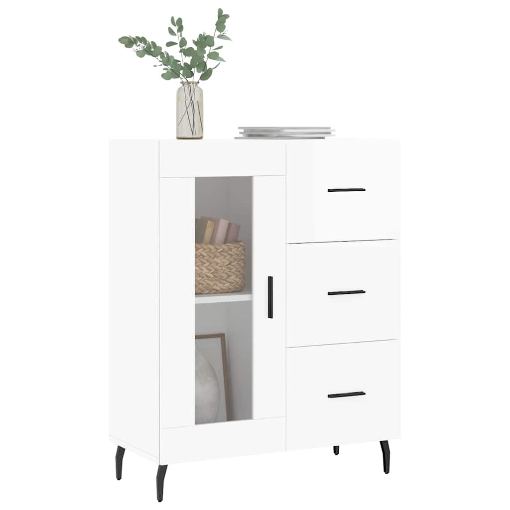 vidaXL Szafka, biała, połysk, 69,5x34x90 cm, materiał drewnopochodny