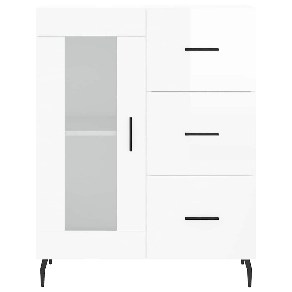 vidaXL Szafka, biała, połysk, 69,5x34x90 cm, materiał drewnopochodny