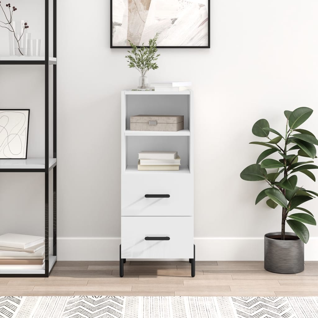 vidaXL Szafka, biała, połysk, 34,5x34x90 cm, materiał drewnopochodny