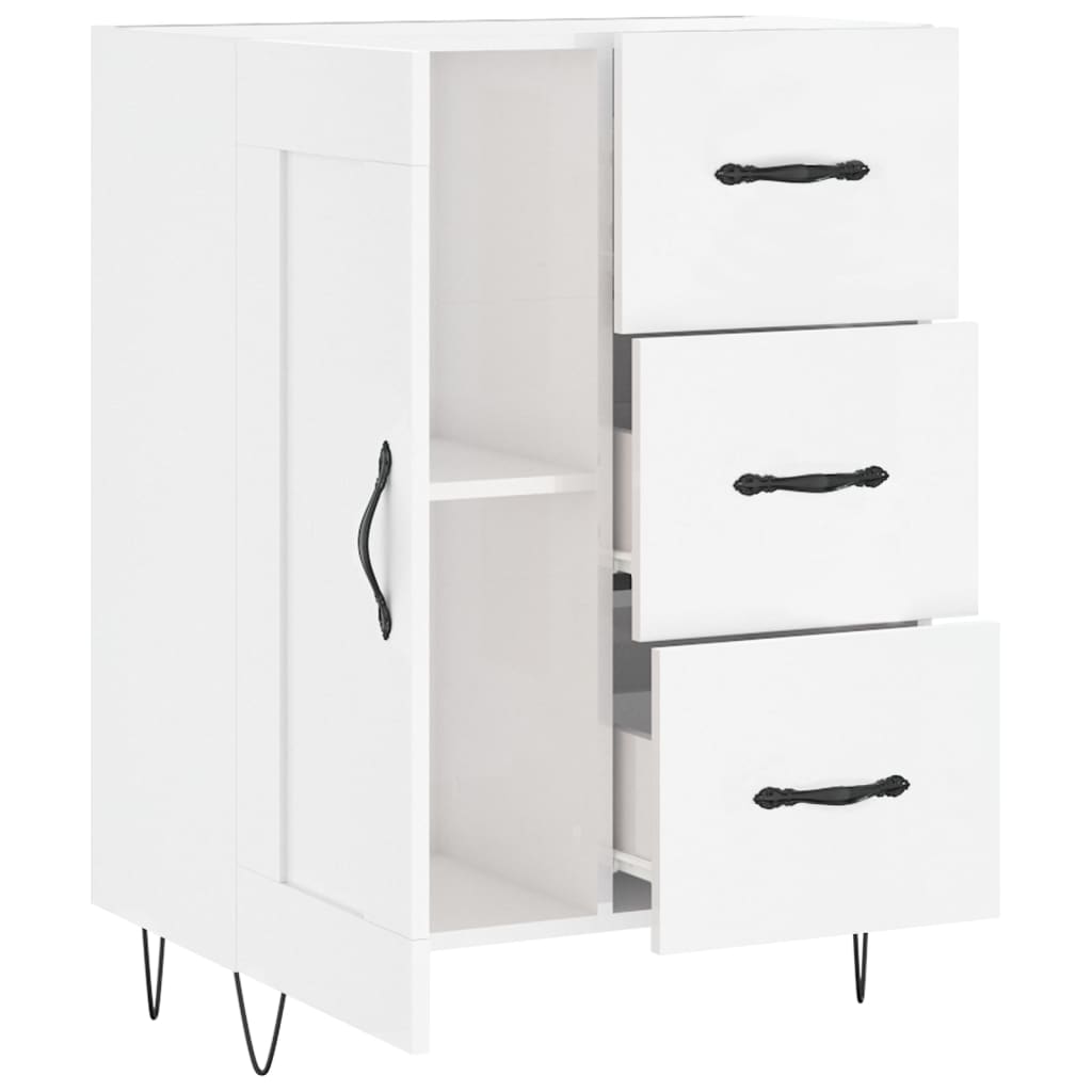 vidaXL Szafka, biała, połysk, 69,5x34x90 cm, materiał drewnopochodny