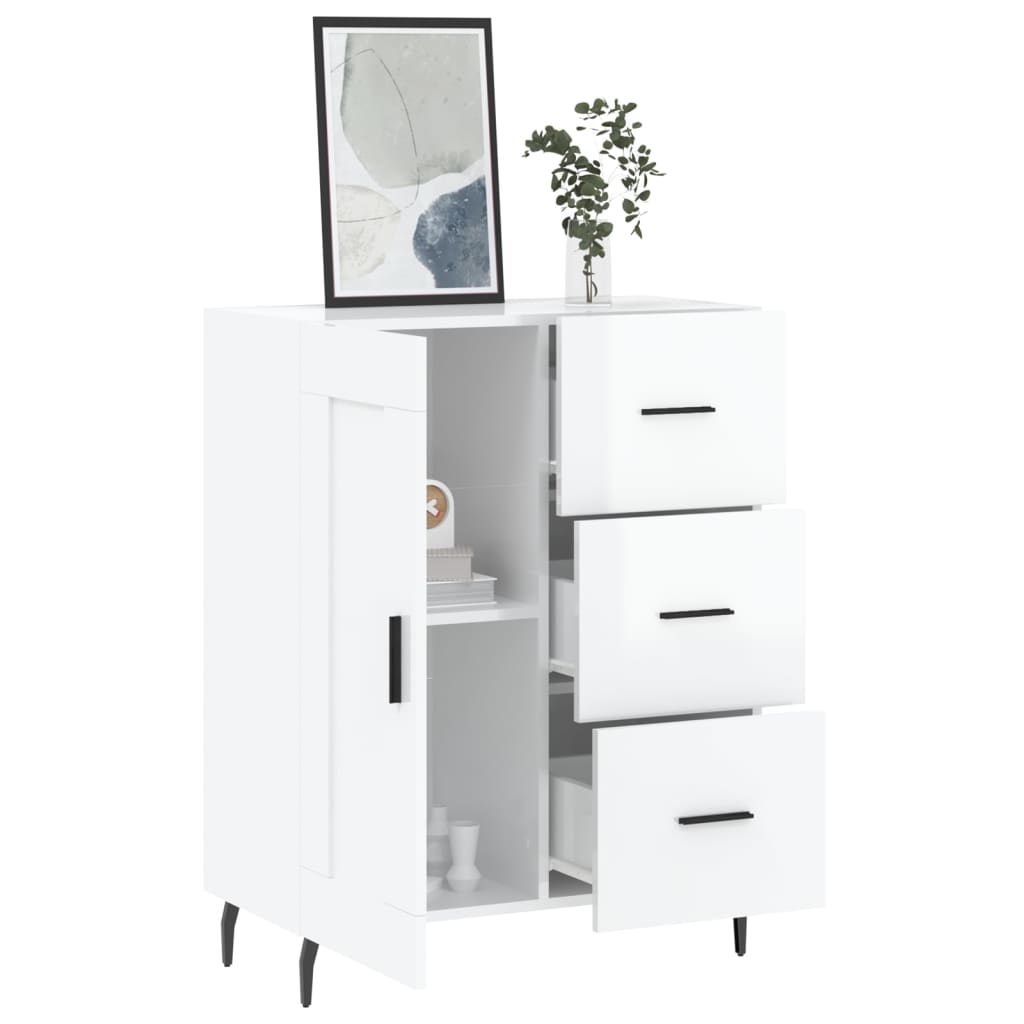 vidaXL Szafka, biała, połysk, 69,5x34x90 cm, materiał drewnopochodny
