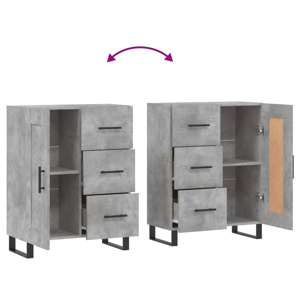 vidaXL Szafka, szarość betonu, 69,5x34x90 cm, materiał drewnopochodny