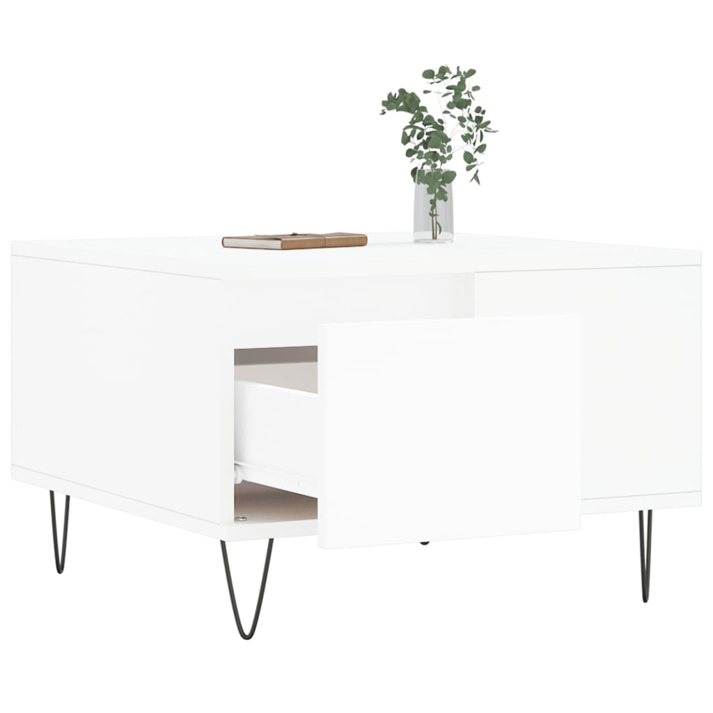vidaXL Stolik kawowy, biały, 55x55x36,5 cm, materiał drewnopochodny