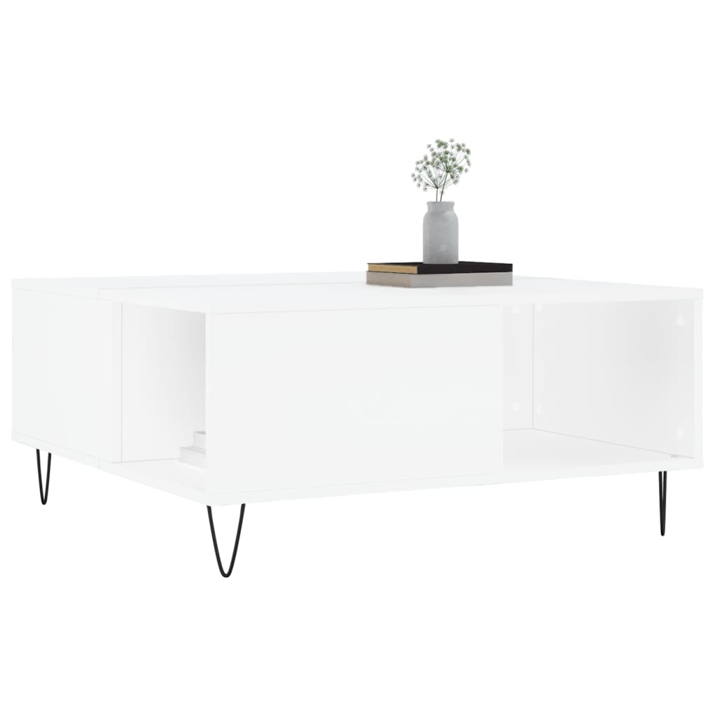 vidaXL Stolik kawowy, biały 80x80x36,5 cm, materiał drewnopochodny
