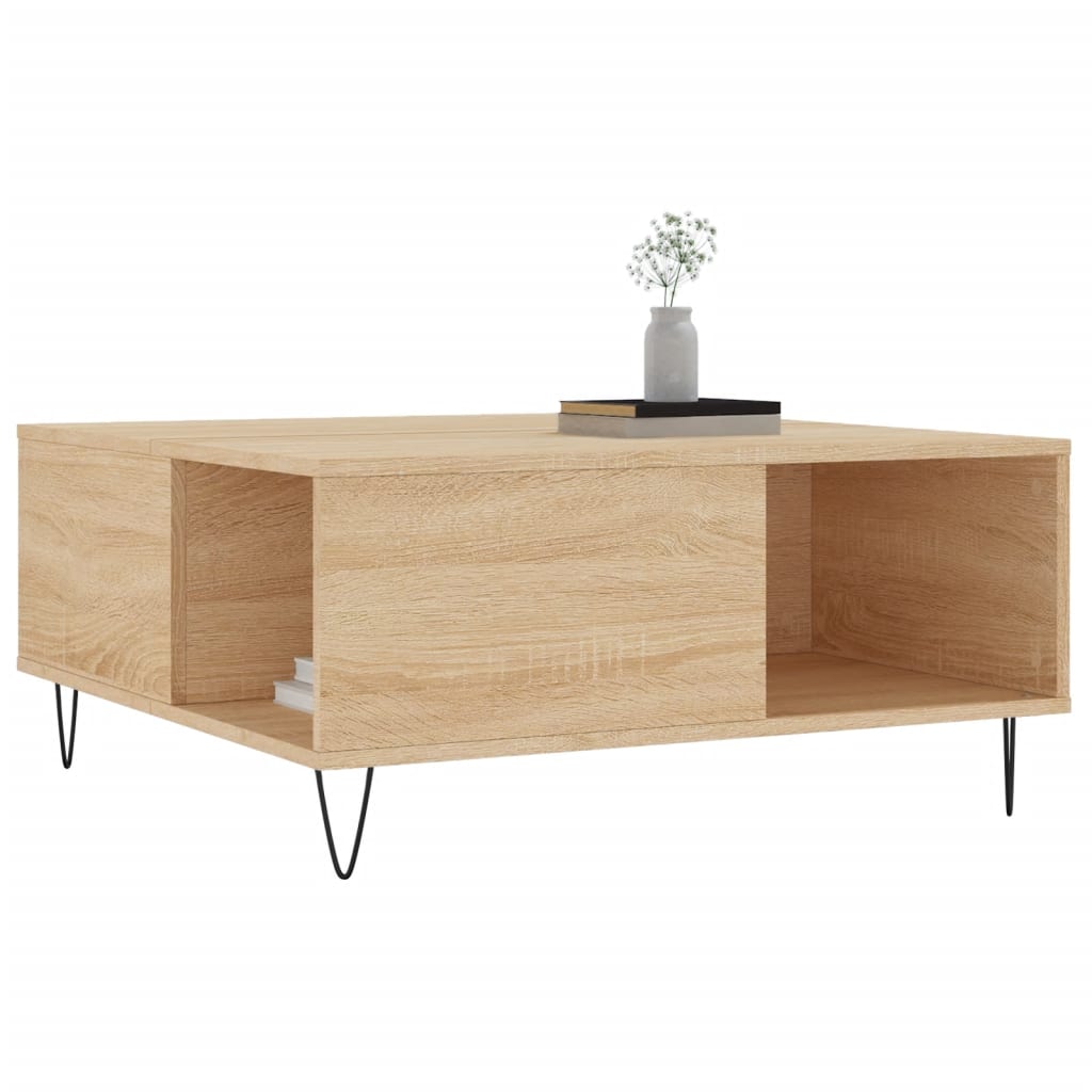 vidaXL Stolik kawowy, dąb sonoma 80x80x36,5 cm materiał drewnopochodny