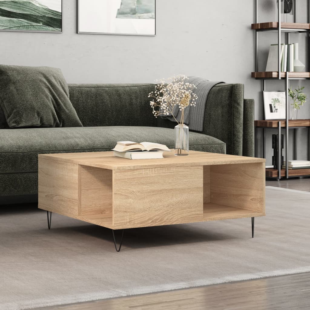 vidaXL Stolik kawowy, dąb sonoma 80x80x36,5 cm materiał drewnopochodny