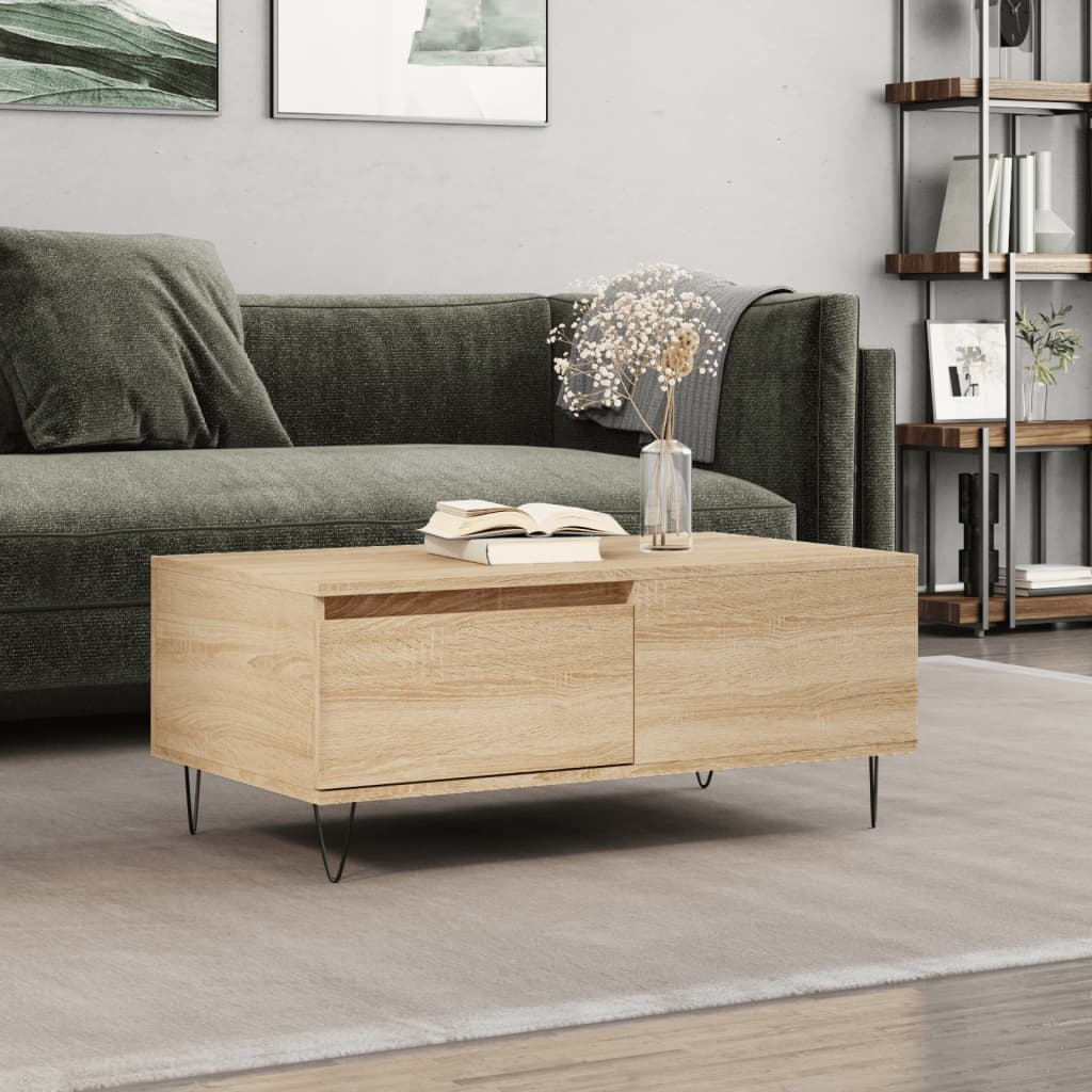 vidaXL Stolik kawowy, dąb sonoma 90x50x36,5 cm materiał drewnopochodny