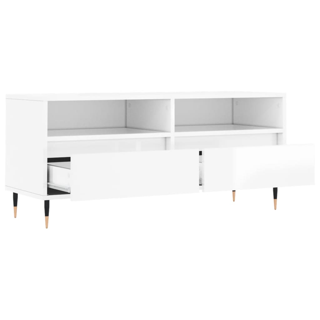 vidaXL Szafka pod TV, wysoki połysk, biała, 100x34,5x44,5 cm