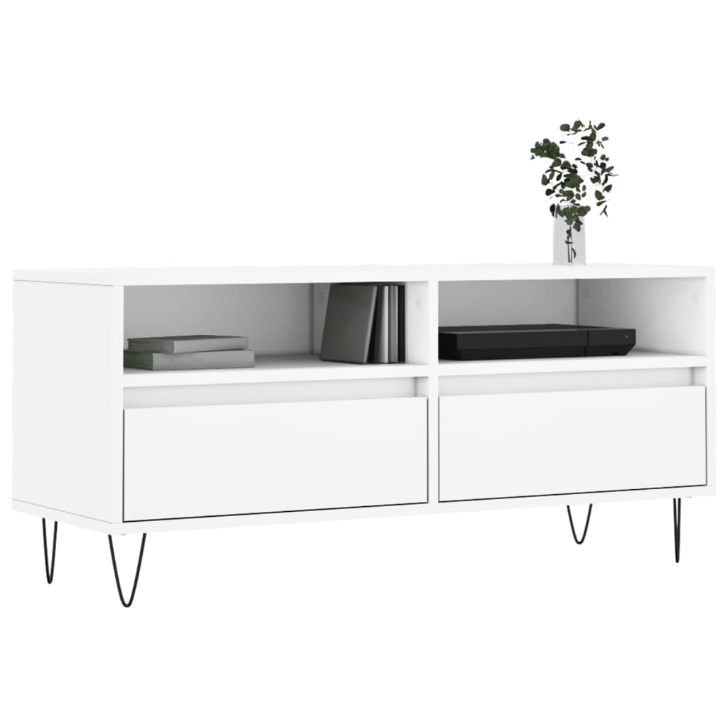 vidaXL Szafka pod TV, biała, 100x34,5x44,5 cm, materiał drewnopochodny