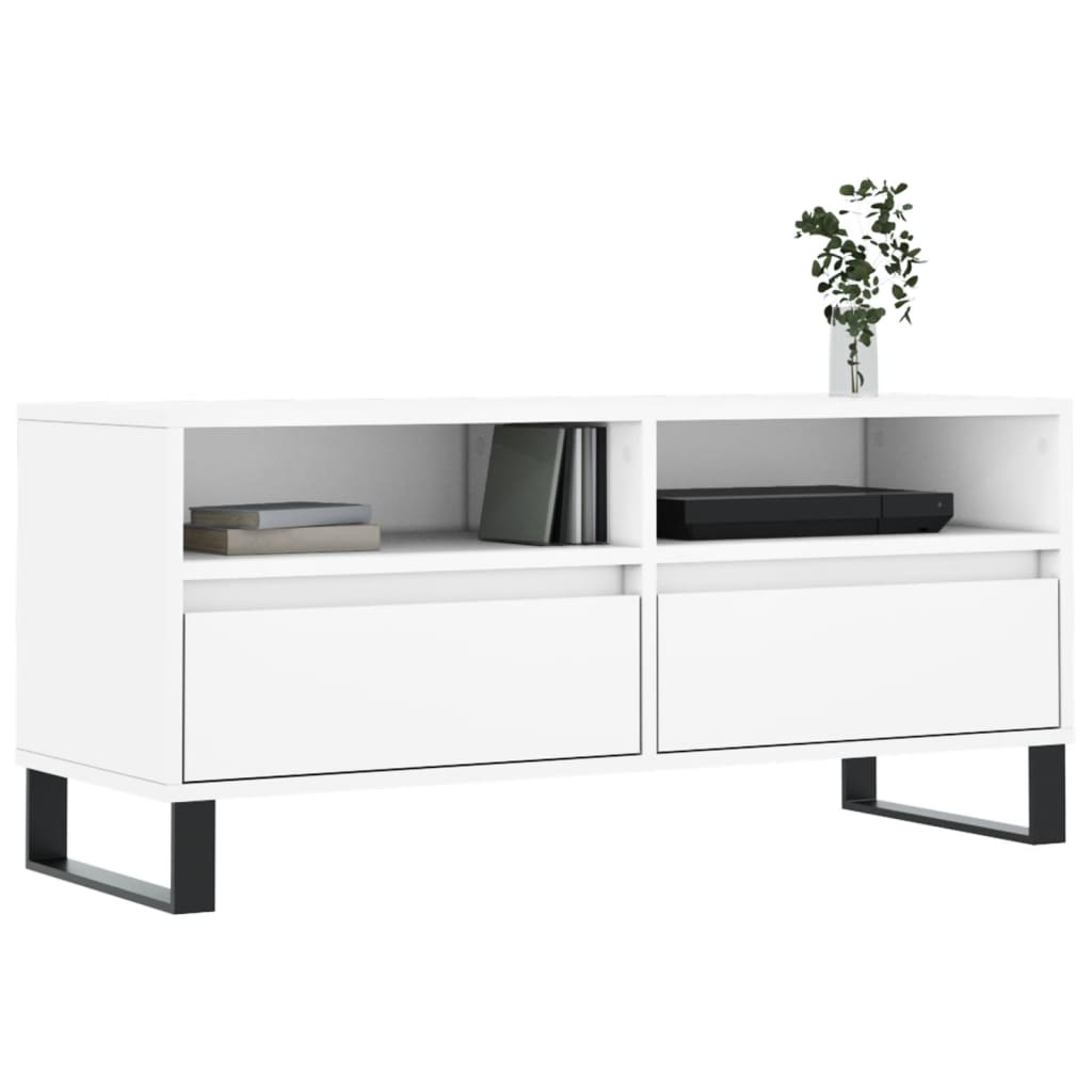 vidaXL Szafka pod TV, biała, 100x34,5x44,5 cm, materiał drewnopochodny