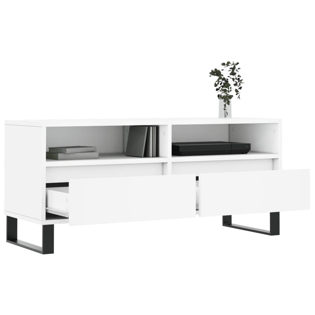 vidaXL Szafka pod TV, biała, 100x34,5x44,5 cm, materiał drewnopochodny