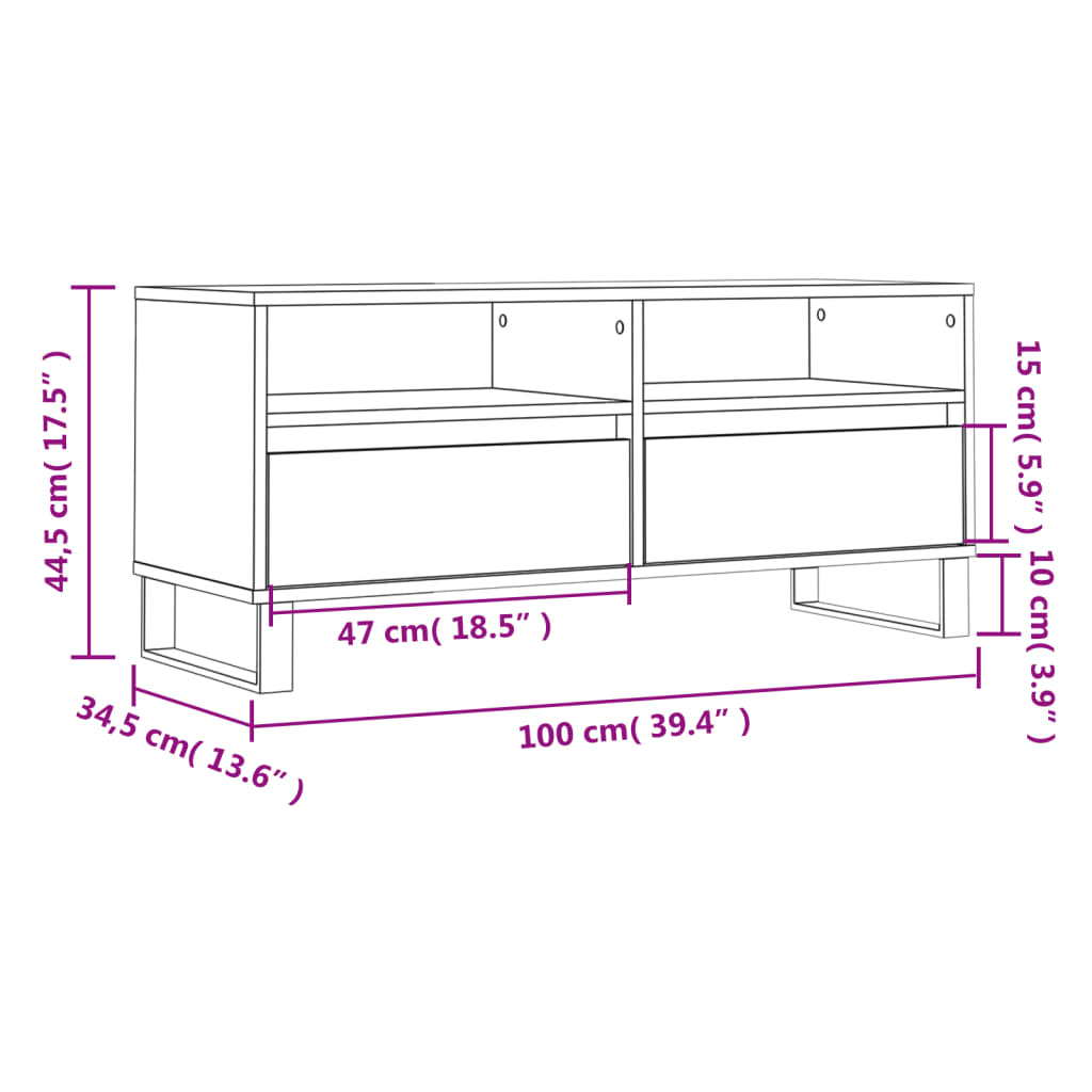 vidaXL Szafka pod TV, biała, 100x34,5x44,5 cm, materiał drewnopochodny