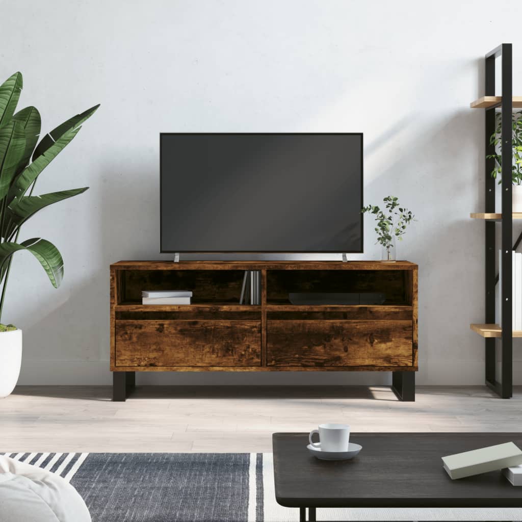 vidaXL Szafka pod TV, przydymiony dąb, 100x34,5x44,5 cm
