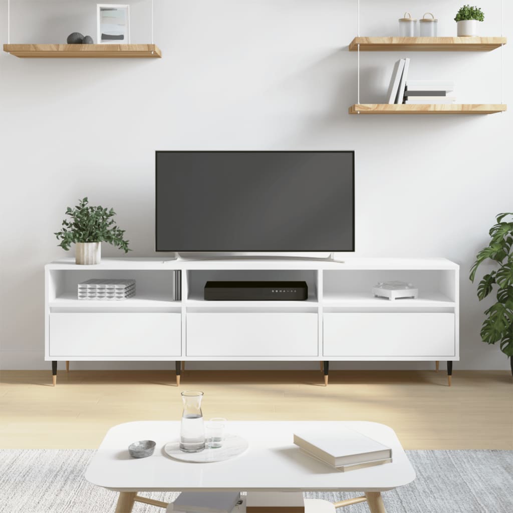vidaXL Szafka pod TV, biała, 150x30x44,5 cm, materiał drewnopochodny