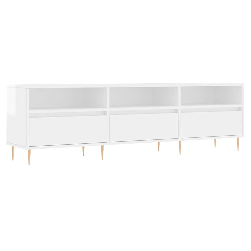 vidaXL Szafka pod TV, wysoki połysk, biała, 150x30x44,5 cm