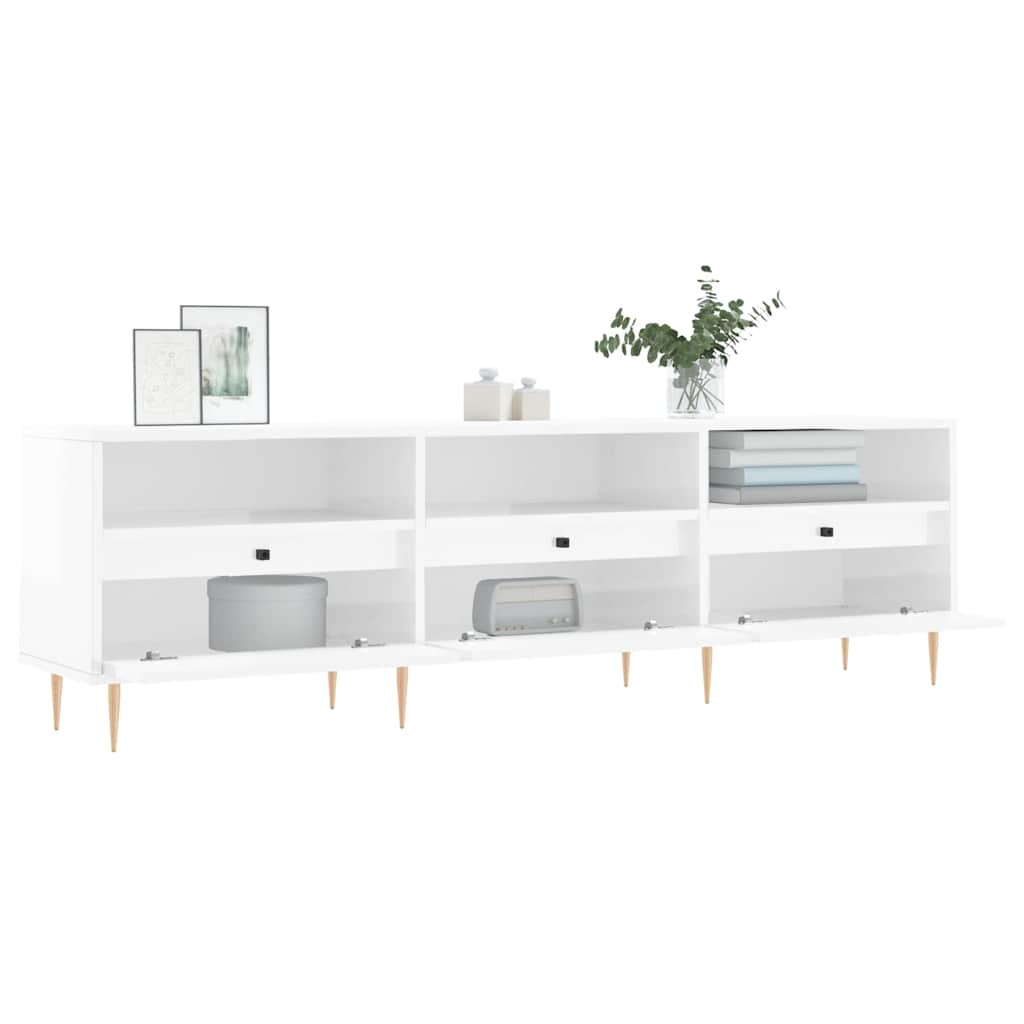 vidaXL Szafka pod TV, wysoki połysk, biała, 150x30x44,5 cm
