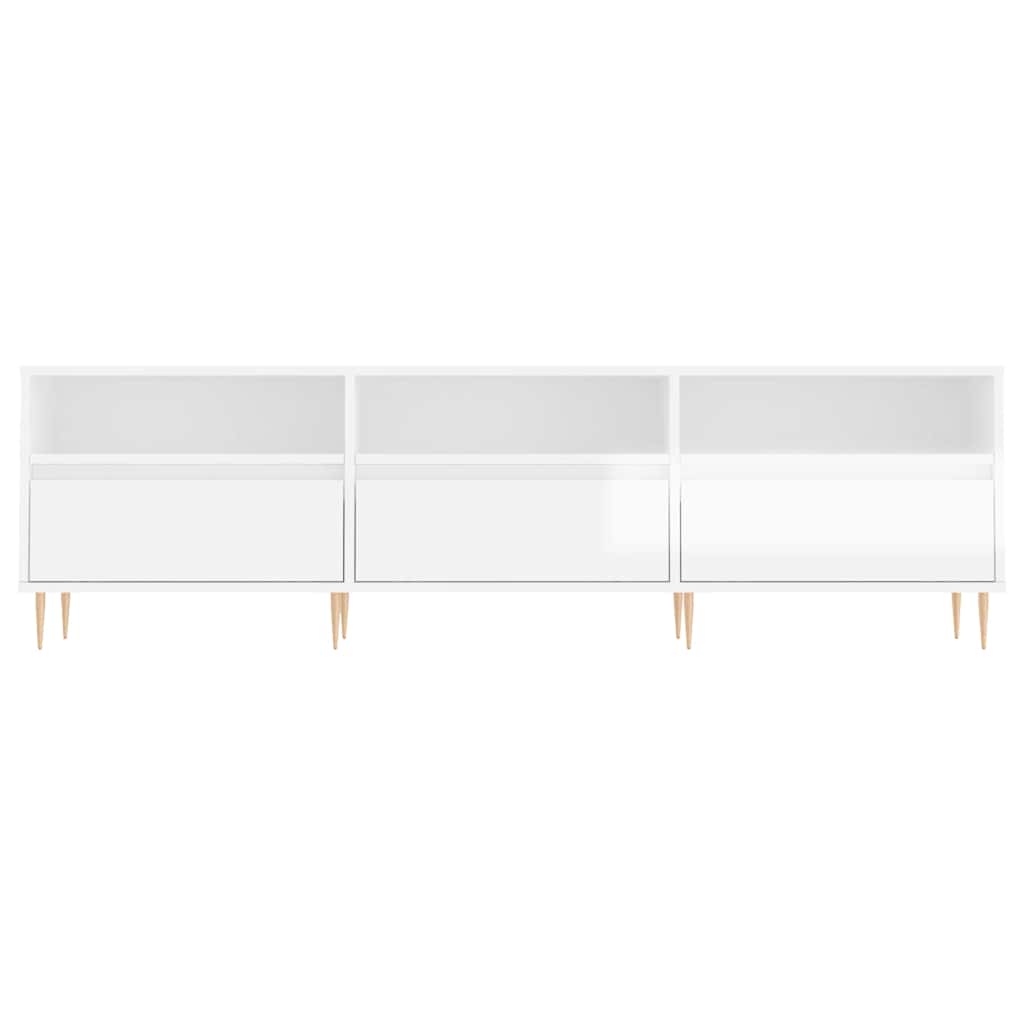 vidaXL Szafka pod TV, wysoki połysk, biała, 150x30x44,5 cm