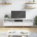 vidaXL Szafka pod TV, wysoki połysk, biała, 150x30x44,5 cm