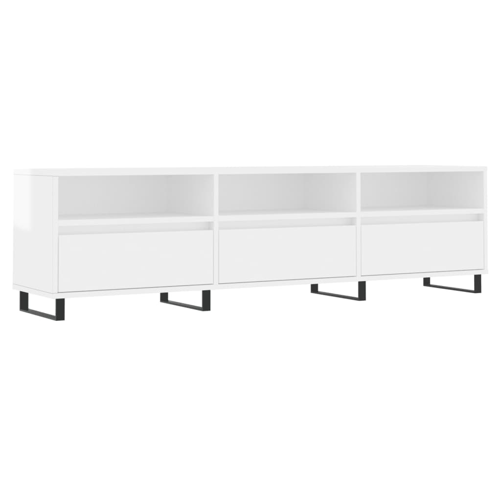 vidaXL Szafka pod TV, wysoki połysk, biała, 150x30x44,5 cm