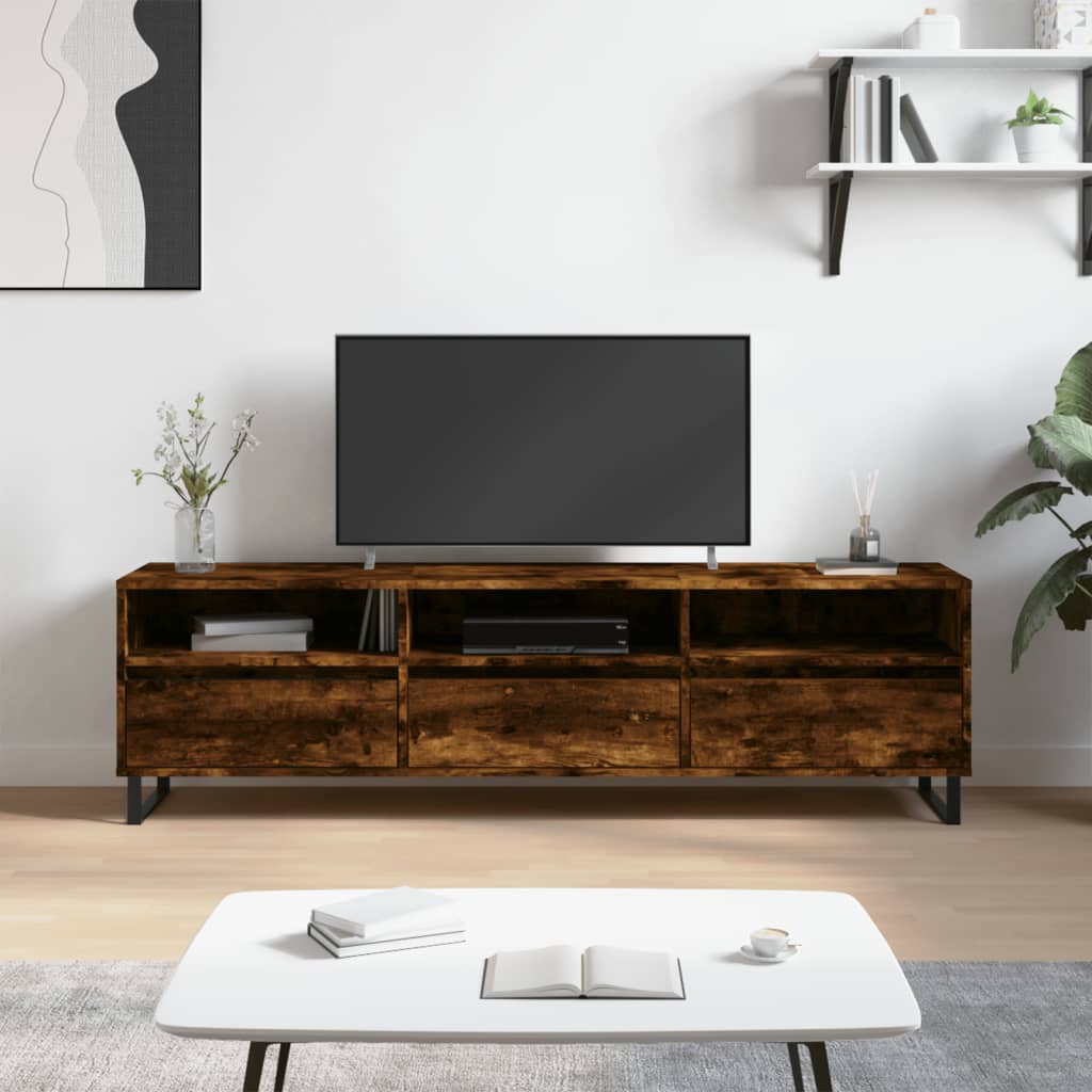 vidaXL Szafka pod TV, przydymiony dąb, 150x30x44,5 cm