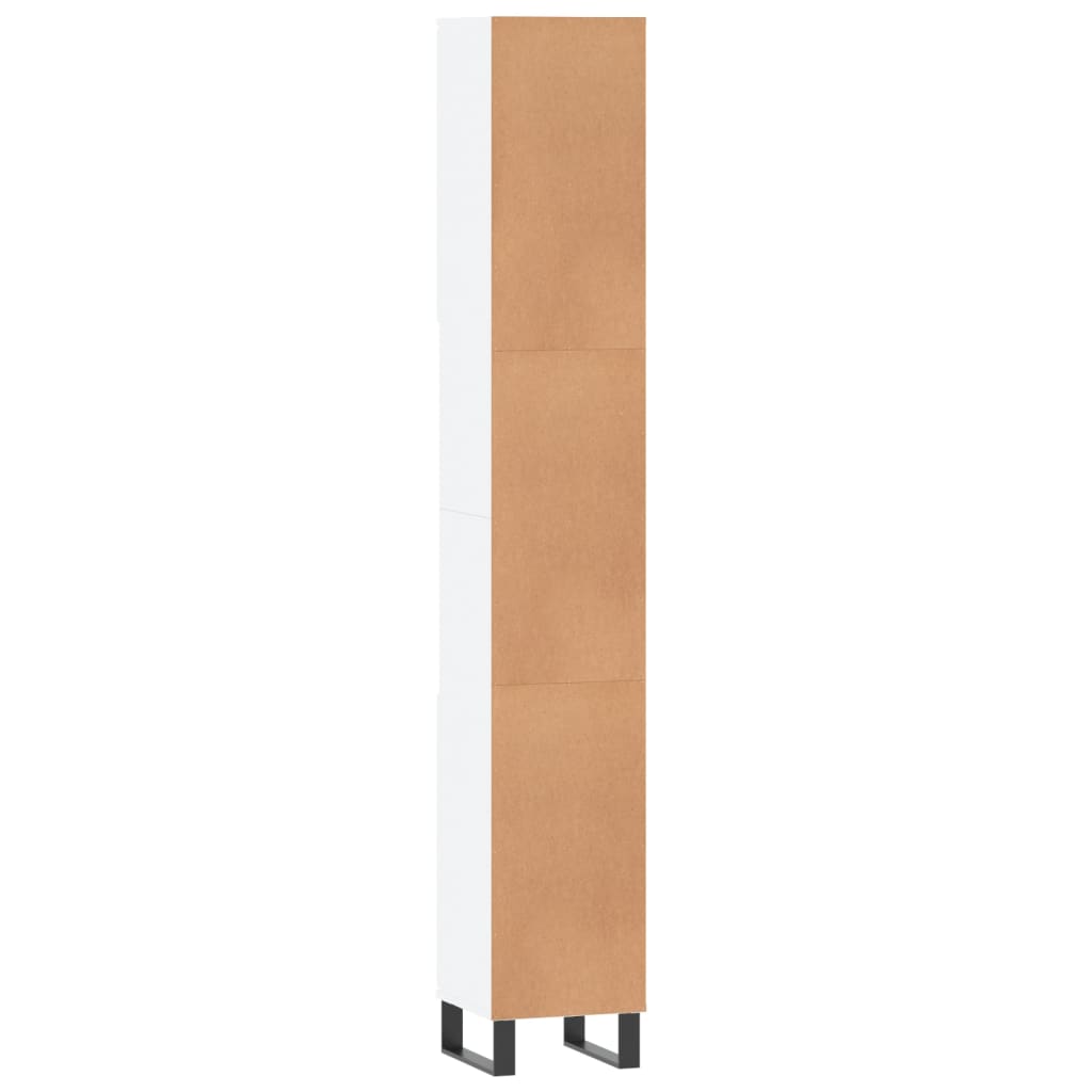 vidaXL Szafka łazienkowa, biała, 30x30x190 cm, materiał drewnopochodny