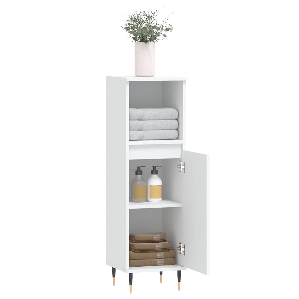 vidaXL Szafka łazienkowa, biała, 30x30x100 cm, materiał drewnopochodny