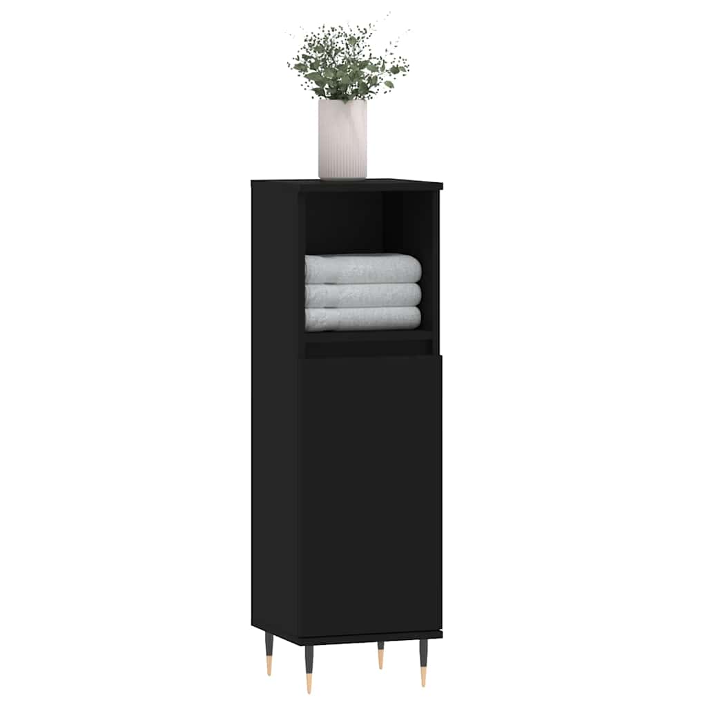 vidaXL Szafka łazienkowa, czarna 30x30x100 cm, materiał drewnopochodny