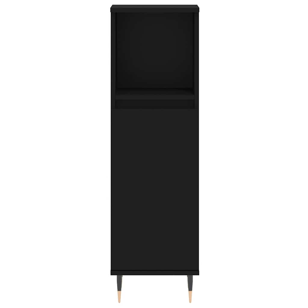 vidaXL Szafka łazienkowa, czarna 30x30x100 cm, materiał drewnopochodny