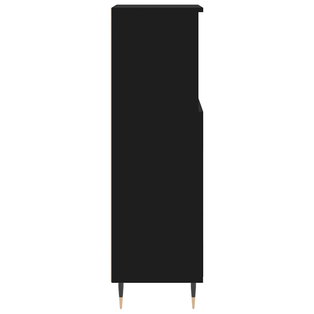 vidaXL Szafka łazienkowa, czarna 30x30x100 cm, materiał drewnopochodny