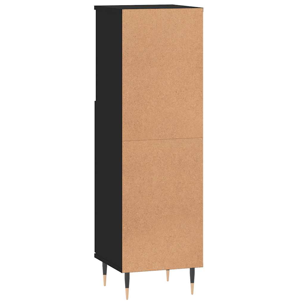 vidaXL Szafka łazienkowa, czarna 30x30x100 cm, materiał drewnopochodny