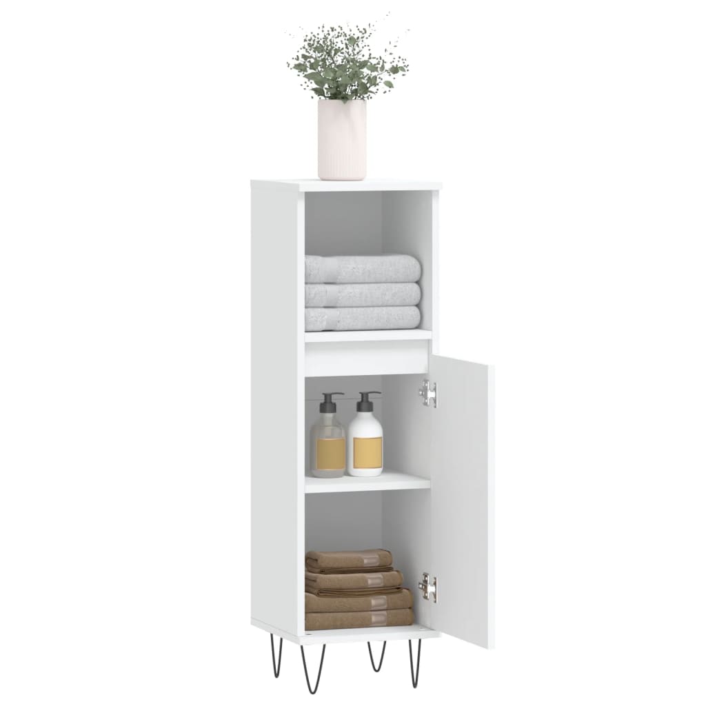 vidaXL Szafka łazienkowa, biała, 30x30x100 cm, materiał drewnopochodny