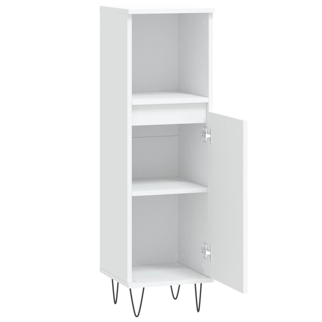 vidaXL Szafka łazienkowa, biała, 30x30x100 cm, materiał drewnopochodny