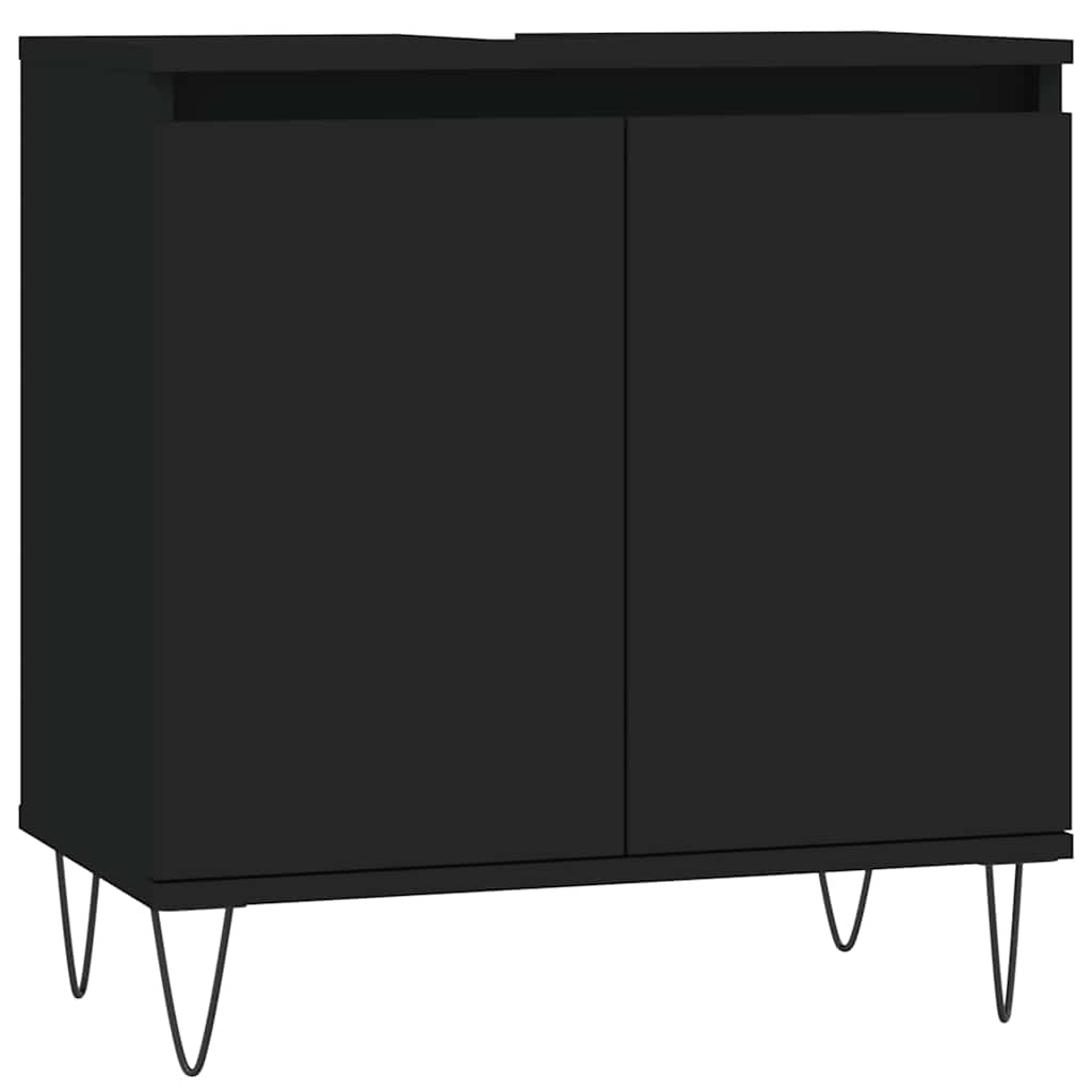 vidaXL Szafka łazienkowa, czarna, 58x33x60 cm, materiał drewnopochodny