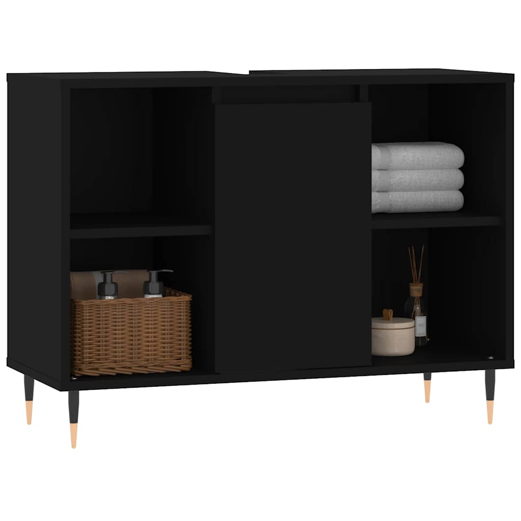 vidaXL Szafka łazienkowa, czarna, 80x33x60 cm, materiał drewnopochodny