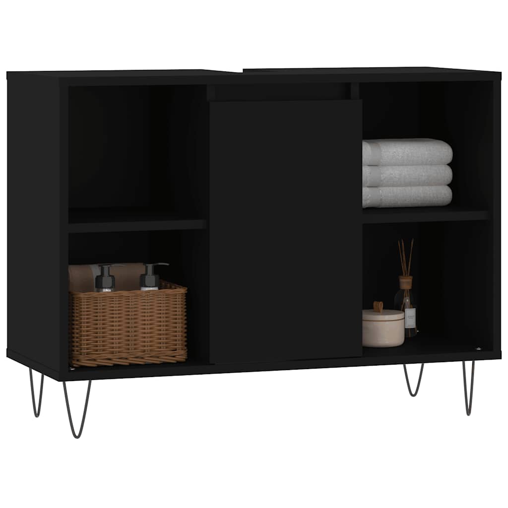vidaXL Szafka łazienkowa, czarna, 80x33x60 cm, materiał drewnopochodny
