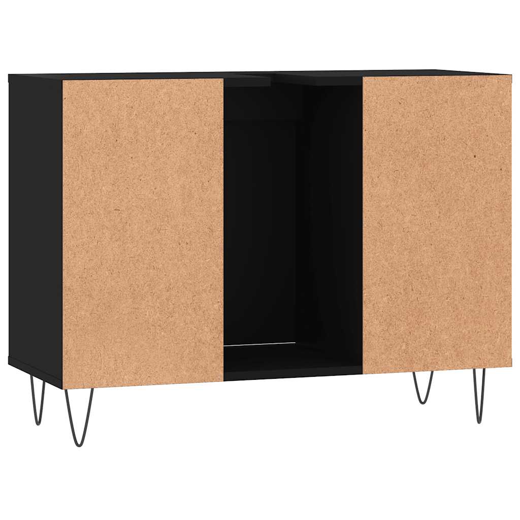 vidaXL Szafka łazienkowa, czarna, 80x33x60 cm, materiał drewnopochodny