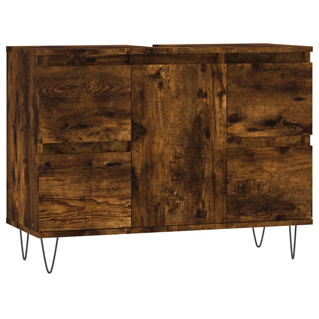 vidaXL Szafka łazienkowa, przydymiony dąb, 80x33x60 cm