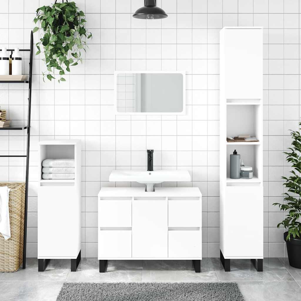 vidaXL Szafka łazienkowa, biała, 80x33x60 cm, materiał drewnopochodny
