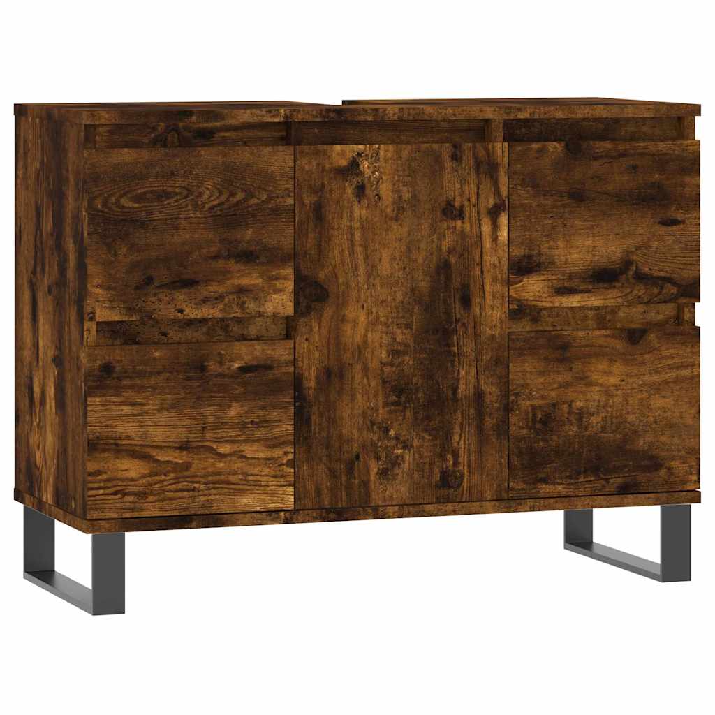 vidaXL Szafka łazienkowa, przydymiony dąb, 80x33x60 cm